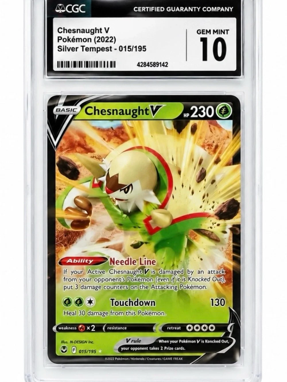 Chesnaught V #15 HOLO (Pokemon Silver Tempest) CGC Gem Mint 10